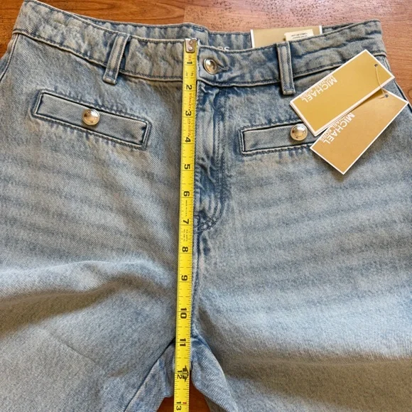 Michael Kors Women Sz 6 Blue Selma Crop Wide Leg Denim Jeans Pant Cotton Lyocell - Picture 5 of 14